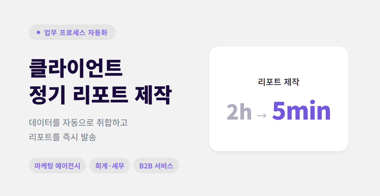 클라이언트 정기 리포트, 제작부터 발송까지 2시간을 5분으로